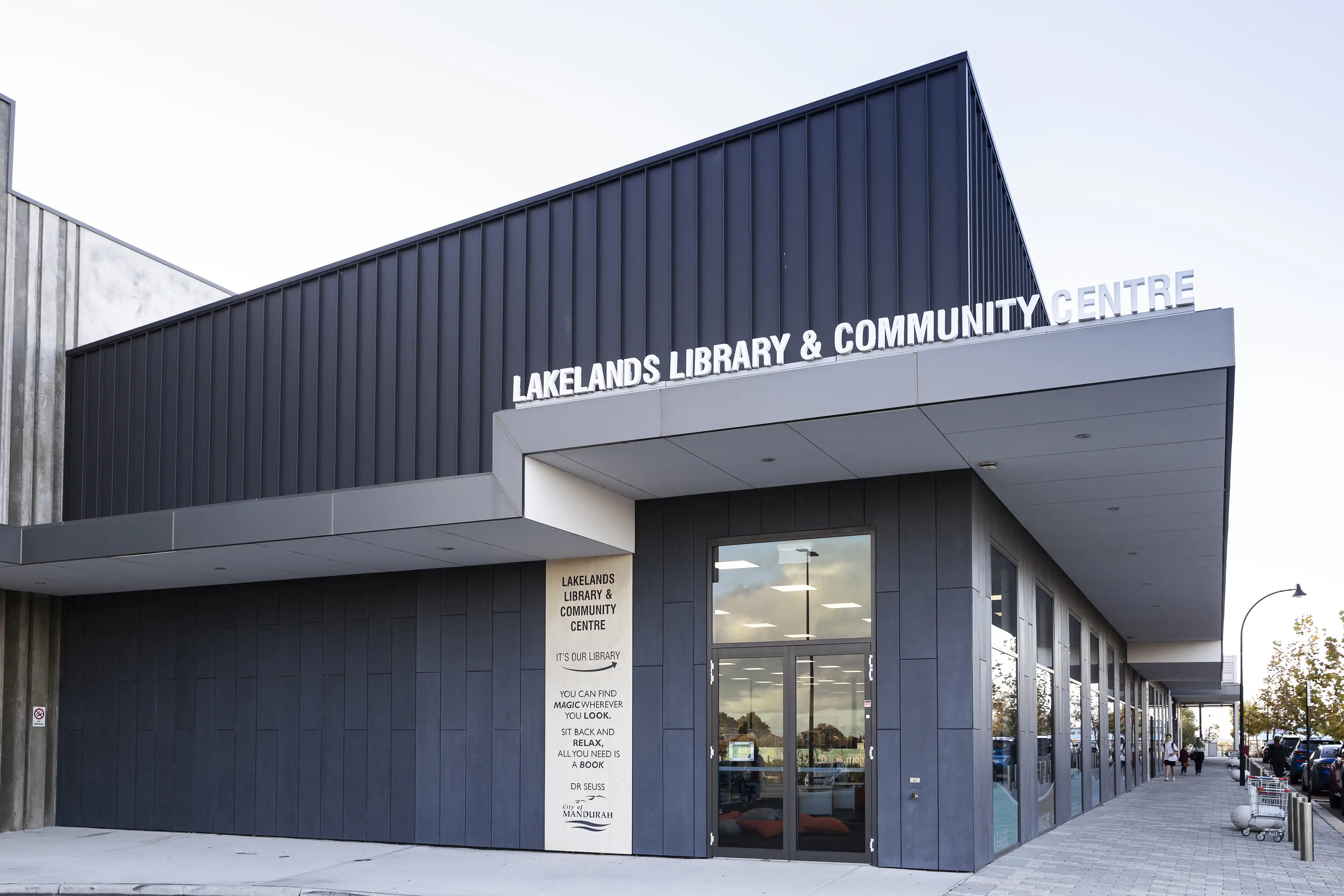 Exterior lakelands library and community centre. 